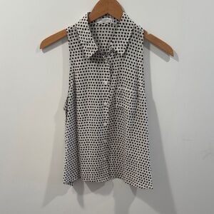 Equipment White Sleeveless Blouse with Black Star Pattern
